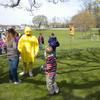 The EggStravaganza was a huge Easter egg hunt. This is the "Starter Chicken," who was used to keep the participants in line.