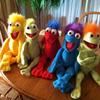 In taking the show to television, we needed to build a lot of new puppets to fill out our cast. Here is Edward and his four new cousins, Molly, (Edward), Dave, Blueberry, and Frankie.